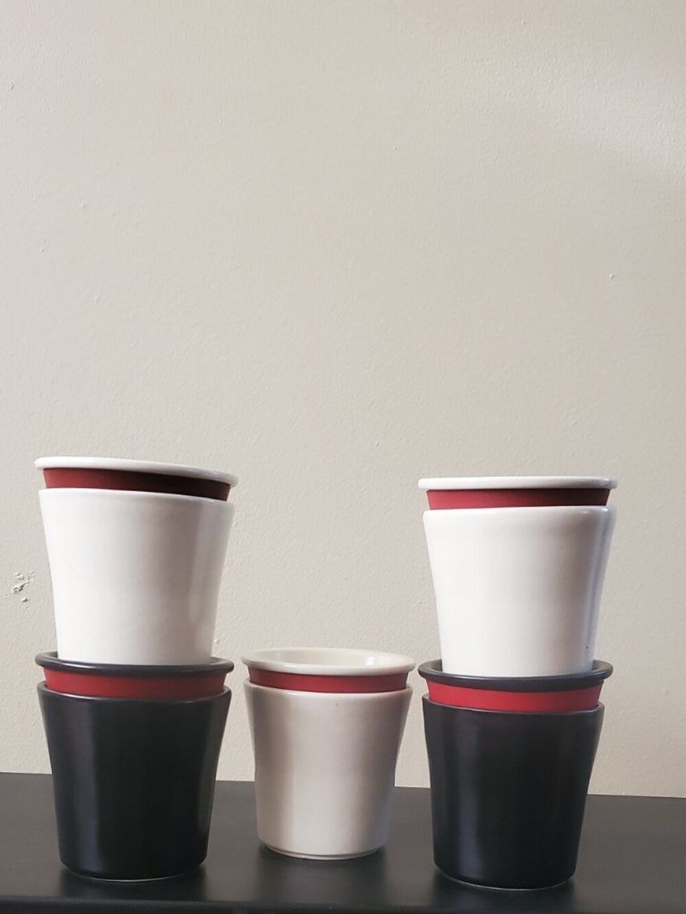 Vintage IKEA Ceramic Lidded Tea Mug Set/ Modernist Pottery/ Hot Beverage Cup